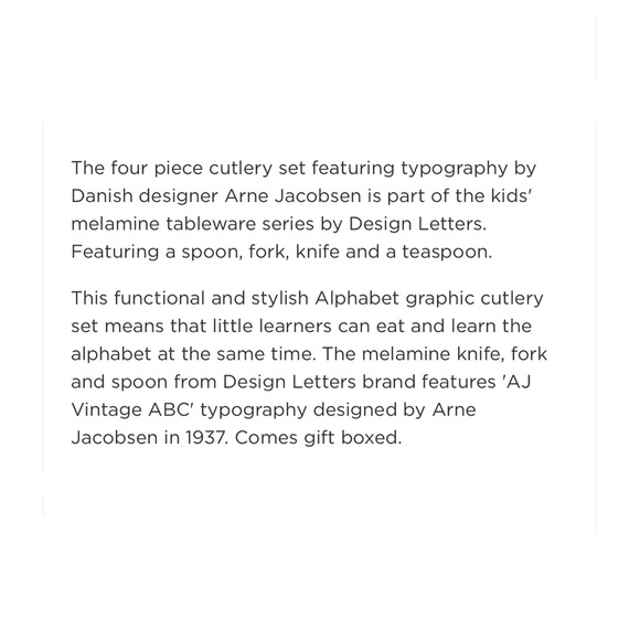 Design Letters Melamine Alphabet Letters Children’s 4pc Utensil Set, Boxed - Picture 9 of 11